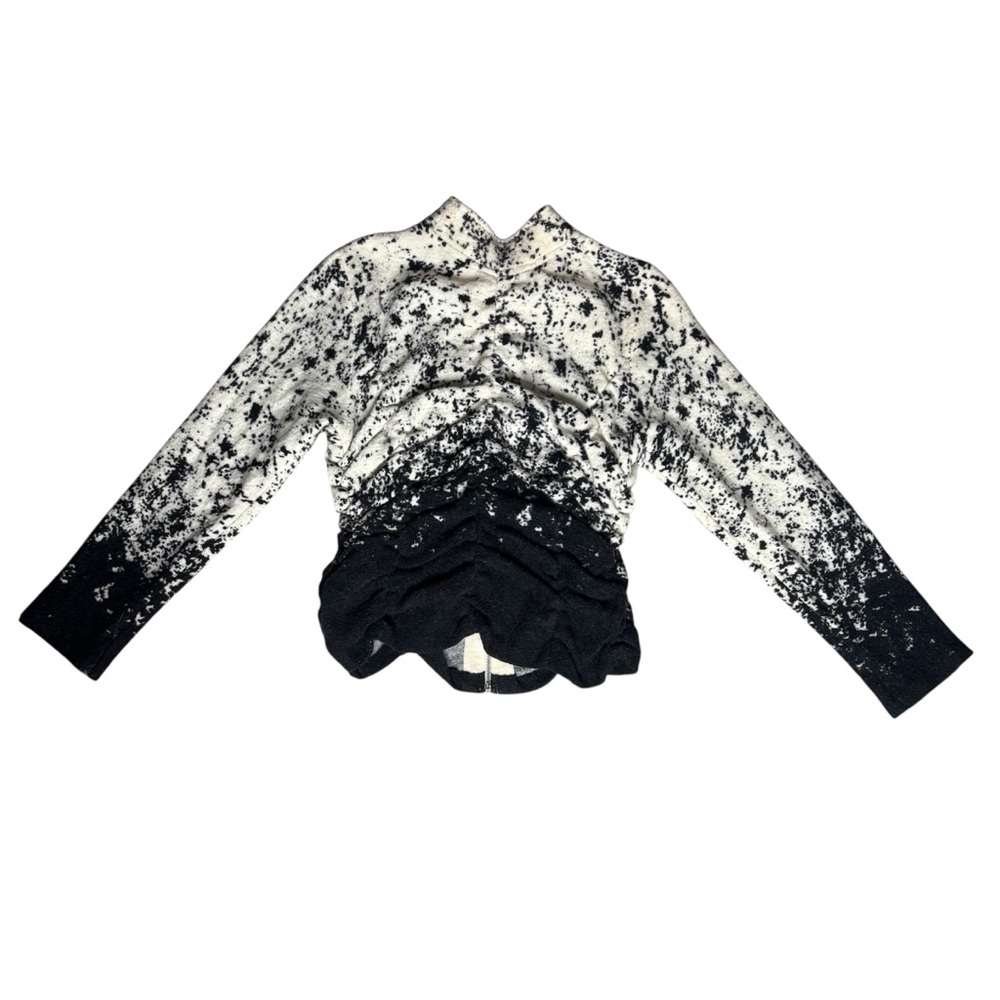 Zoe D 100% Wool Black and Off White Printed Zip-Up Sweater Size Petite Small - Picture 6 of 13